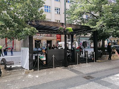 Groundsupportové zastřešení podia 6x3,5m - černá